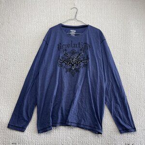 Y2K Rivet61 Reverse Stitch Long Sleeve Shirt Gothic Grunge Cyber Tribal Sz 2XL